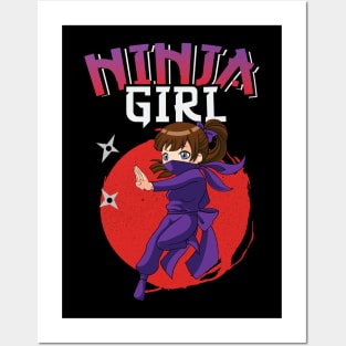 Ninja Kids Ninja Girl Karate Gifts for Girls Posters and Art